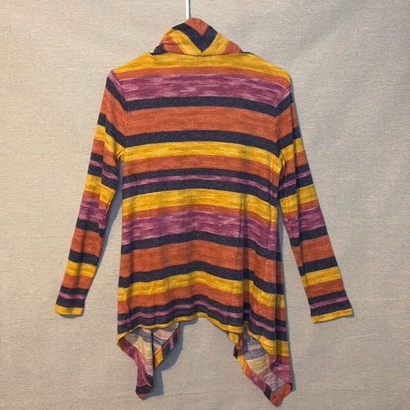 Bobeau Womens Cardigan Small Rayon Polyester Striped Open Casual‎ Colorful New - Picture 4 of 6